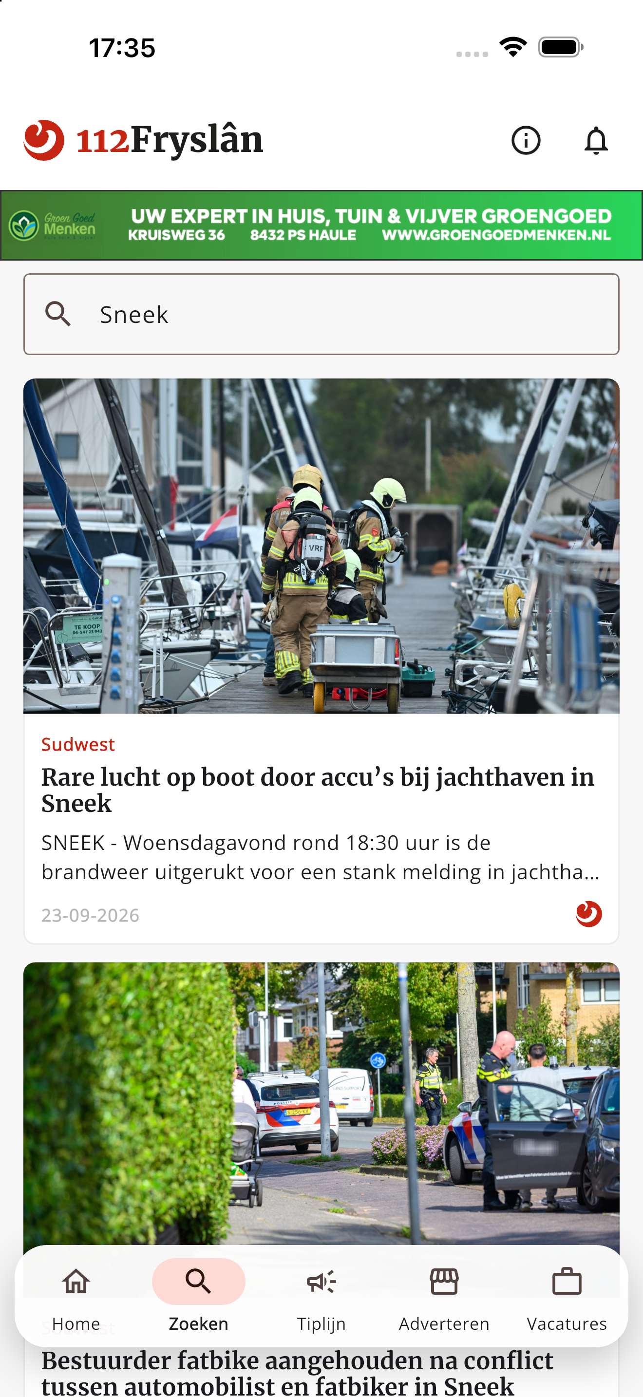 App 112 Fryslân: zoekresultaten voor "Sneek"