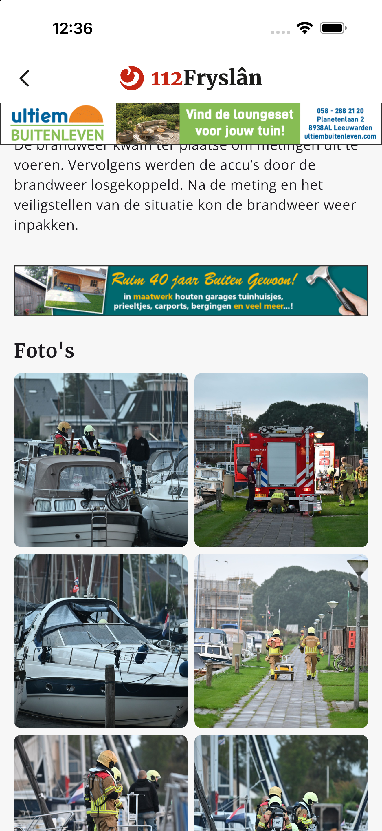 App 112 Fryslân: artikelweergave met een fotogalerij