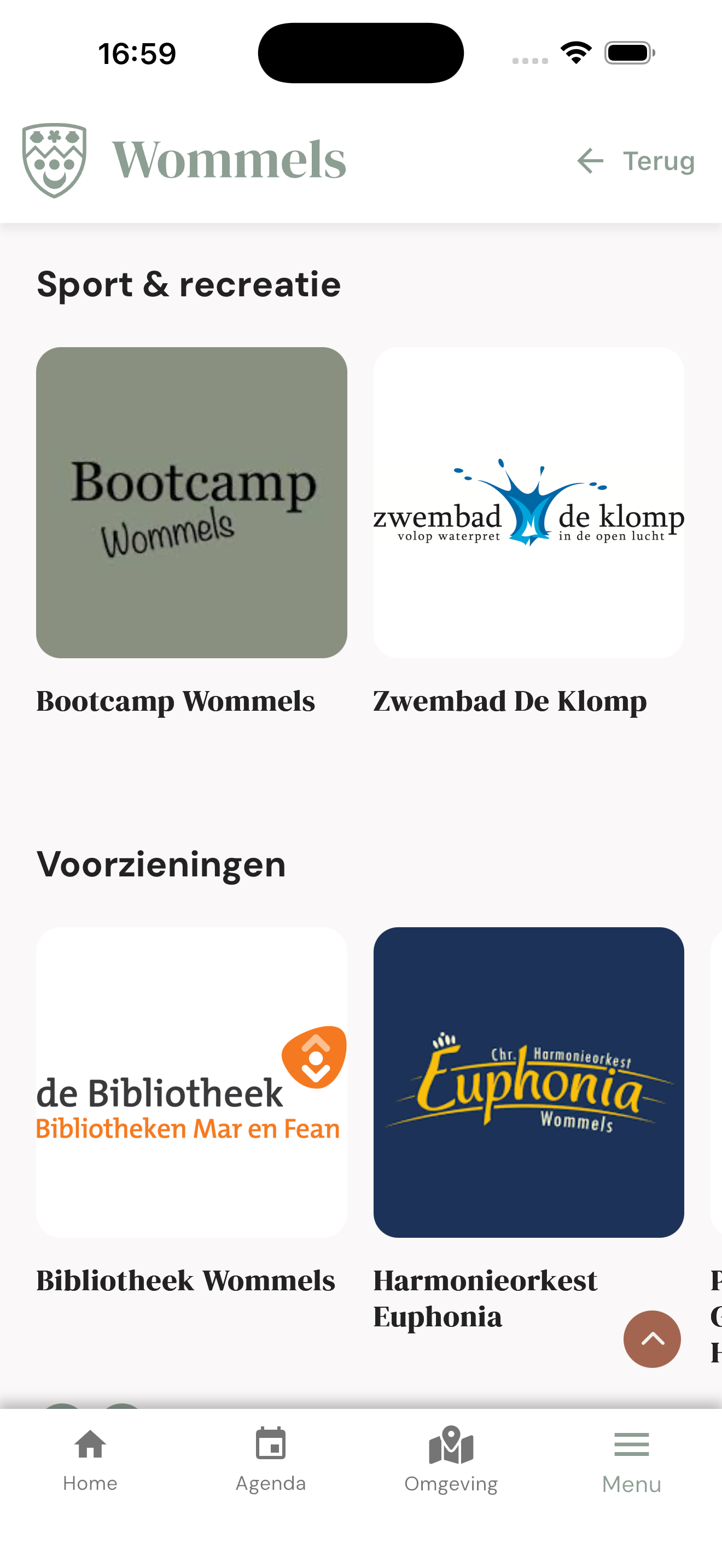 Wommels-app: overzicht van sport, recreatie en voorzieningen zoals het zwembad en de bibliotheek